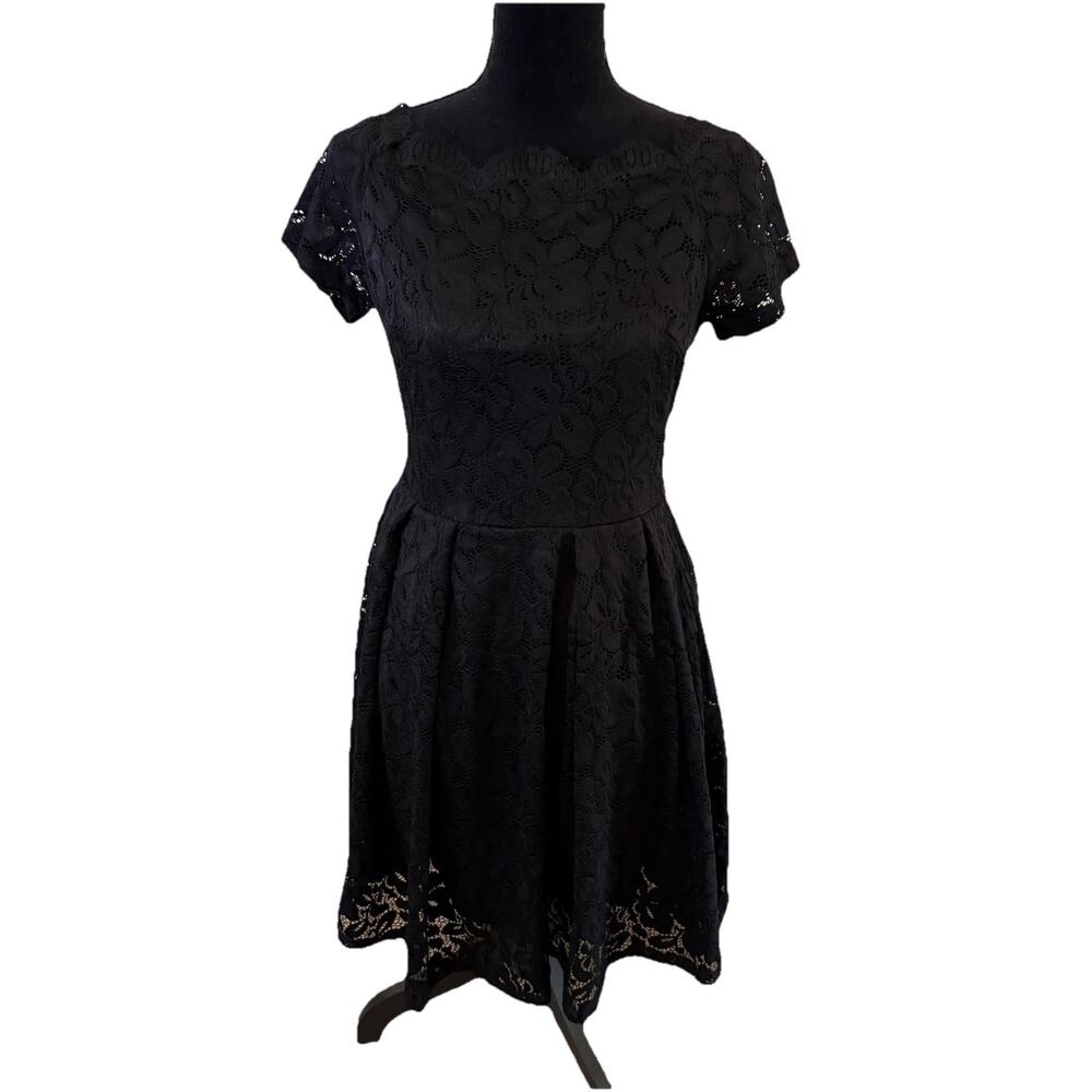 MISSMAY Retro Gorgeous City Dress Floral Lace Black Size Medium - Picture 2 of 6